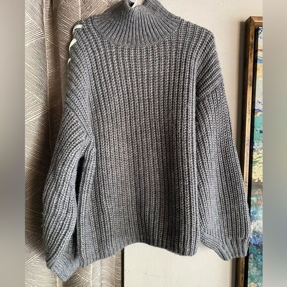 STINE GOYA Sugsi Fisherman Gray  Melange Sweater Puffy Sleeve Made In Italy Sz S - Picture 4 of 16